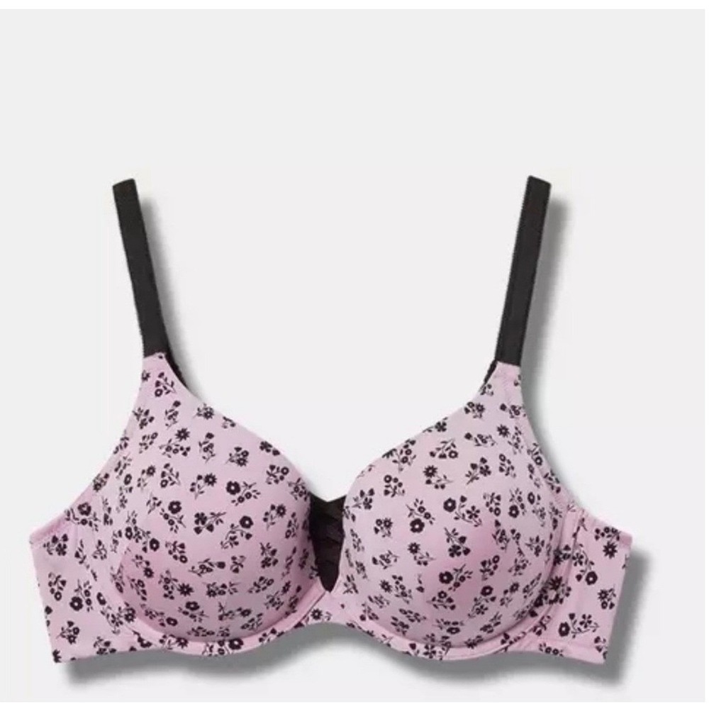 Torrid Darla Ditsy Floral XO Plunge Push-Up Bra 40C Mauve Mist NEW Smoothing